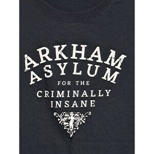 Arkham Asylum Black Graphic T-Shirt Mens XL By Fruit Of The Loom Y2K Era DC Comi